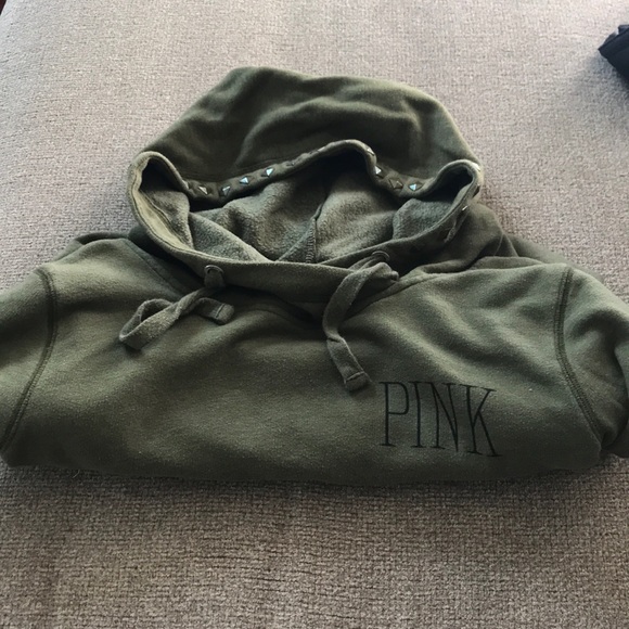 PINK Victoria's Secret Tops - Army green PINK sweatshirt